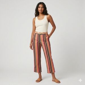 VTG Carolina Blues Striped Cropped Pants Size 4 Pink Orange Multi